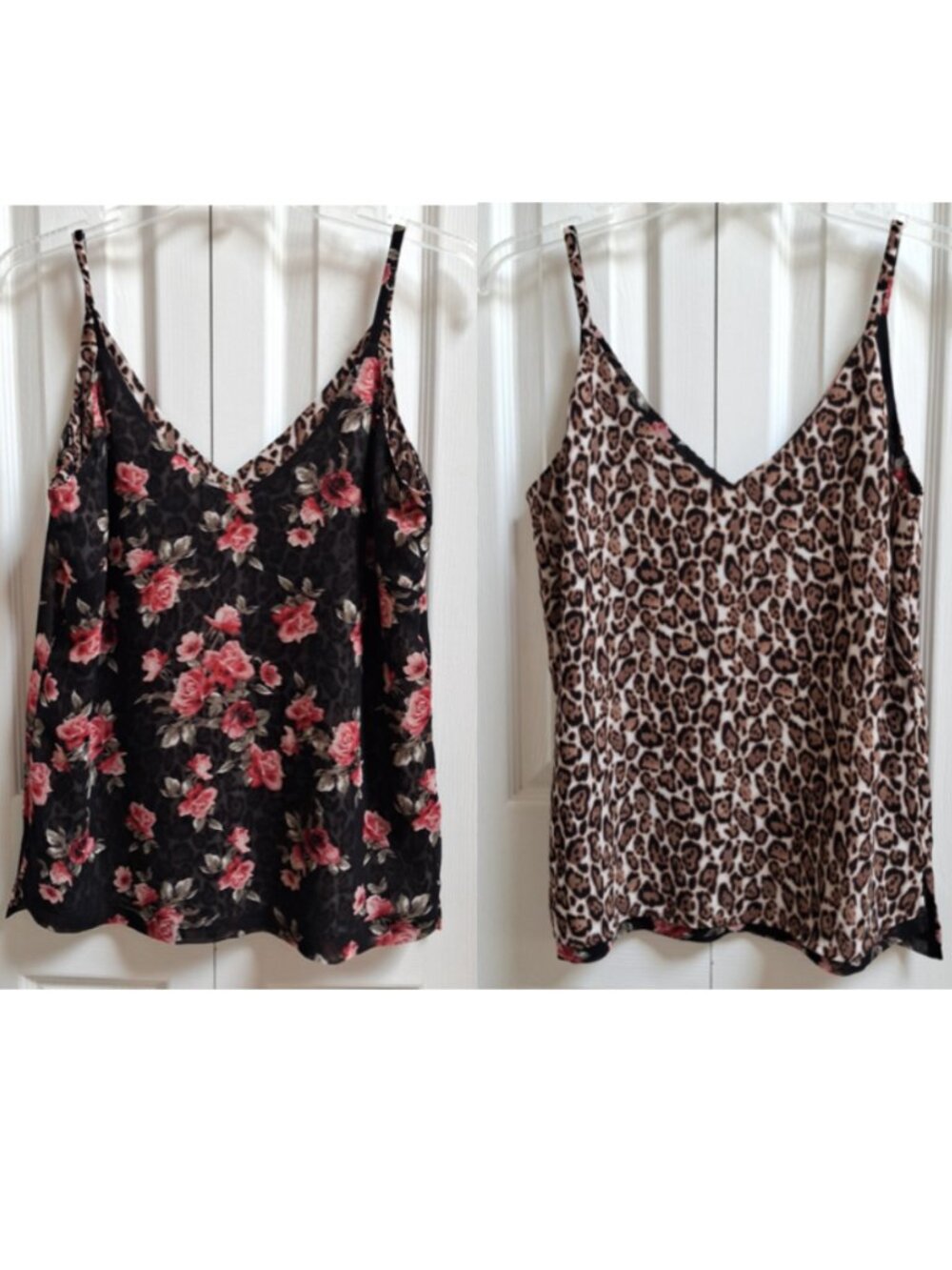 NWT WHITE HOUSE BLACK MARKET Roses/Leopard Reversible V-Neck Cami Tank Top sz S